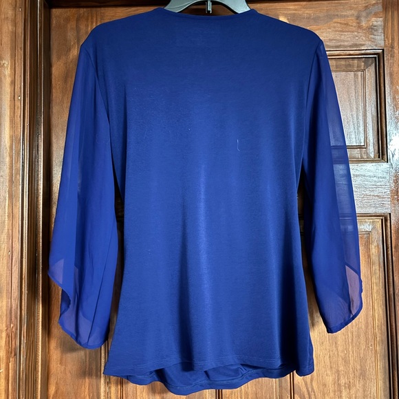 Carmen Marc Valvo Royal Blue Beaded Blouse - Picture 2 of 3